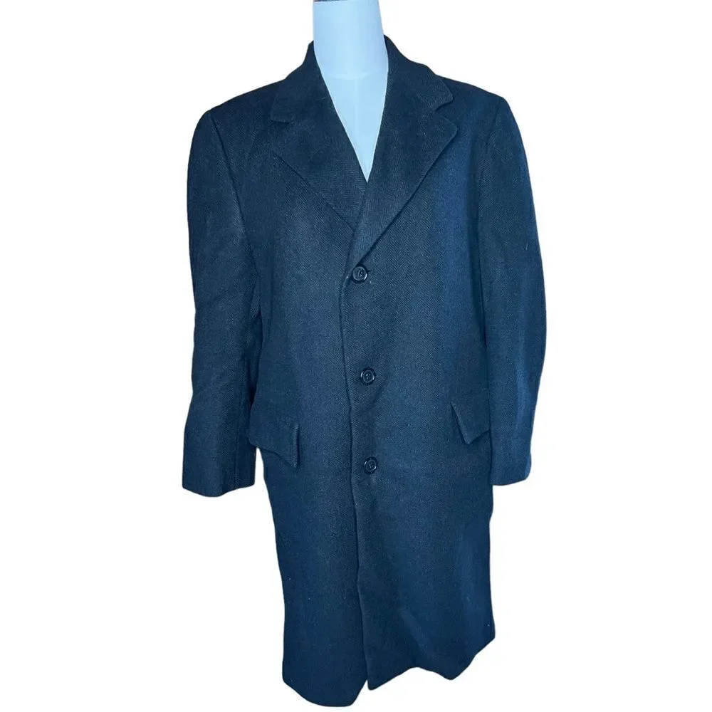 VTG Amalgamated Clothing Union Made Gray Men’s Wool Houndstooth Overcoat Medium